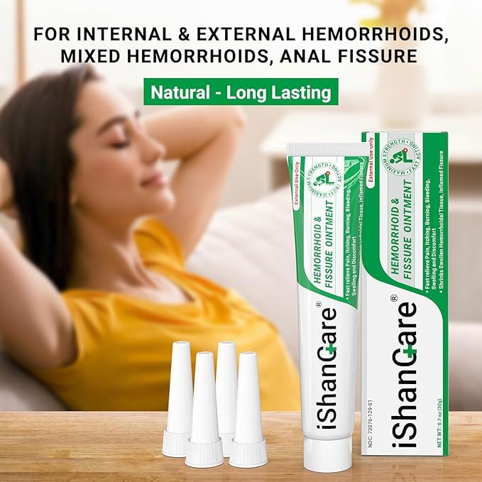 Hemorrhoid Cream, Hemorrhoid & Fissure Treatment Ointment Extra Strength, Relief Anal Pain, Itching, Bleeding, Swelling, Discomfort, Natural Herbs Fast Acting Ingredients, Contains Vitamin E