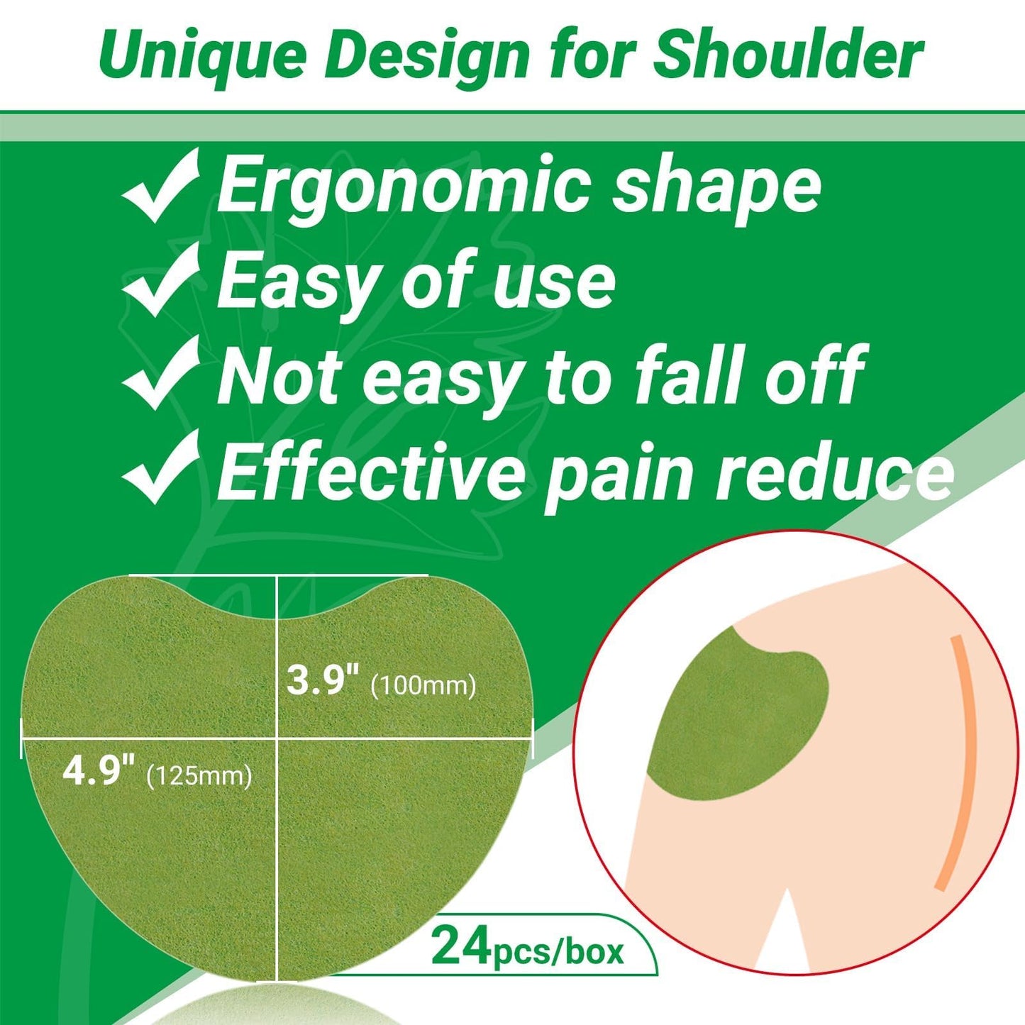ishancare Shoulder Patches - 24 Count Warming Herbal Plaster Maximum Strength Heat Patches, 8 Hours Deep Heating Extra Strength Joint Patch of Shoulder, Knee, Back, Neck