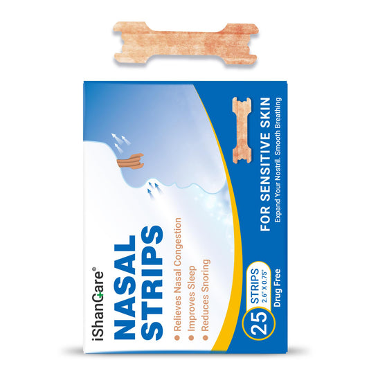 ishancare Nasal Strips for Breathing, 30 Count Sleep Nasal Strips for Snoring, Instant Tan Nose Breathing Strips for Better Sleep, Anti Snoring Nose Strips for Men & Women
