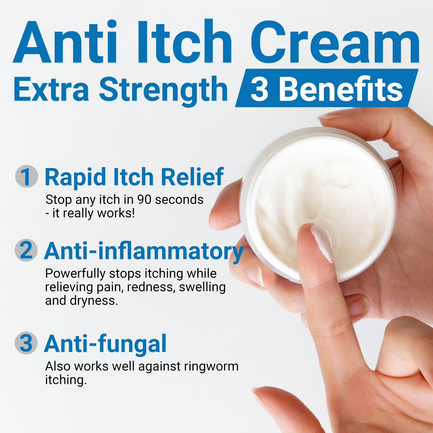 ishancare Anti Itch Cream Extra Strength, Oatmeal Soothing Skin Itch Relief Ointment for Rash, Dermatitis, Eczema, Psoriasis, Hives, Sun, Bites, Poison Ivy, Large Can 3.5 oz