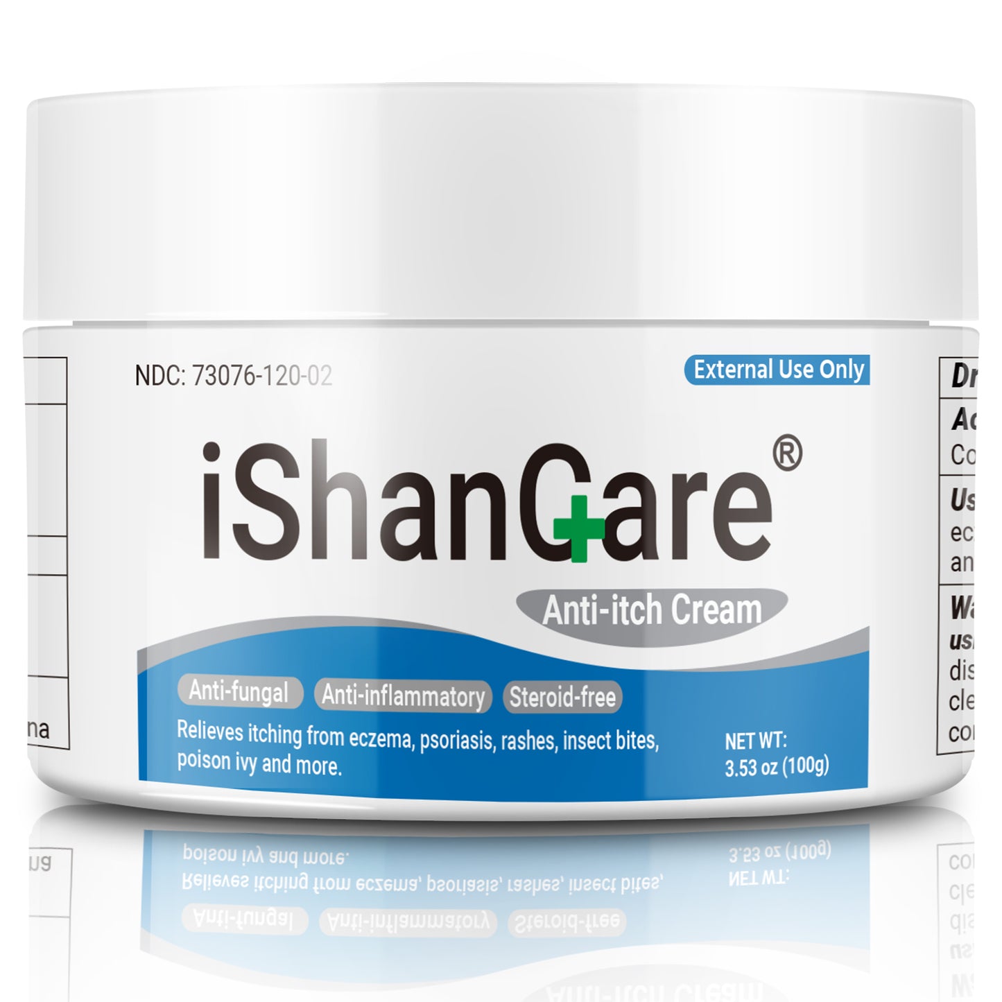 ishancare Anti Itch Cream Extra Strength, Oatmeal Soothing Skin Itch Relief Ointment for Rash, Dermatitis, Eczema, Psoriasis, Hives, Sun, Bites, Poison Ivy, Large Can 3.5 oz
