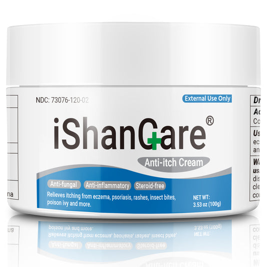 ishancare Anti Itch Cream Extra Strength, Oatmeal Soothing Skin Itch Relief Ointment for Rash, Dermatitis, Eczema, Psoriasis, Hives, Sun, Bites, Poison Ivy, Large Can 3.5 oz