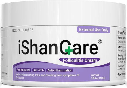 IShanCare Follikulitis-Behandlungscreme, natürlich, antibakteriell, gegen Juckreiz, Rötung, Entzündung, Schmerzen, Brennen, 100 g