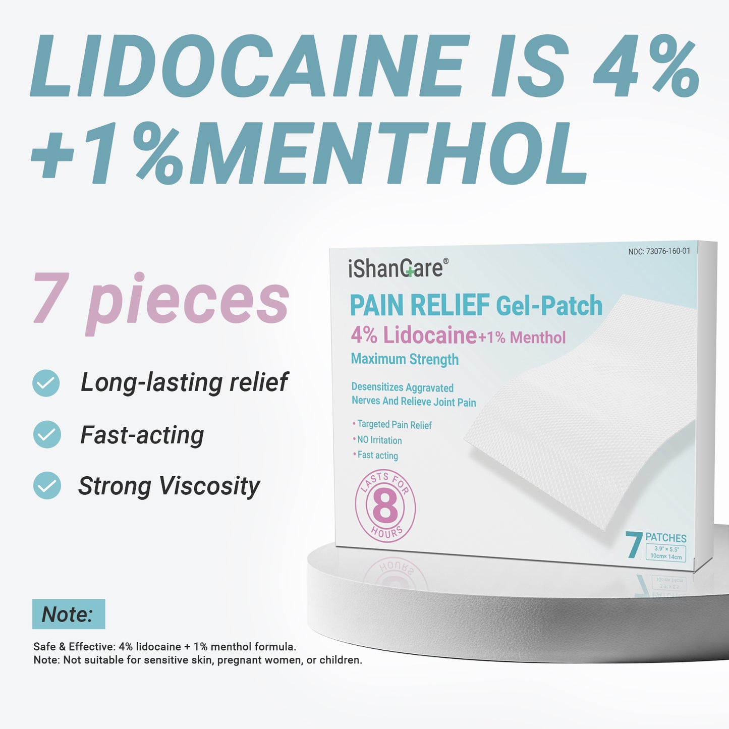 ishancare Lidocaine 4% + Menthol 1% Patches 38 Count Fast Acting Maximum Strength Back Neck, Shoulders, Knees, Elbows Pain Relief - Temporary Nerve & Joint Pain Solution