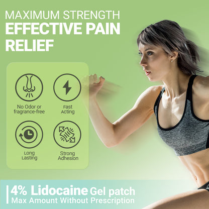 ishancare Lidocaine 4% Patches Pain Relief Maximum Strength Fast-Acting for Back Neck Shoulders, Knees, Elbows Topical Analgesic Unscented 14 Count