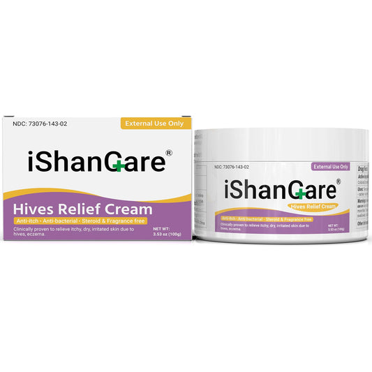 ishancare Urticaria Cream, Fast Acting Relief of Hives, Allergic Rashes, Itchy Skin, Redness, Swelling, Anti Fungal Hives Cream with All Natural Herbal Ingredients, 3.53 Oz