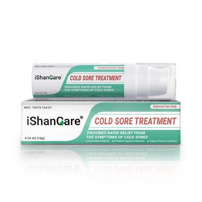 ishancare Cold Sore Treatment Cream, Fast Relief, Soothing Moisture, Portable & Hypoallergenic Formula for Healthy Lips 0.36oz（10g）