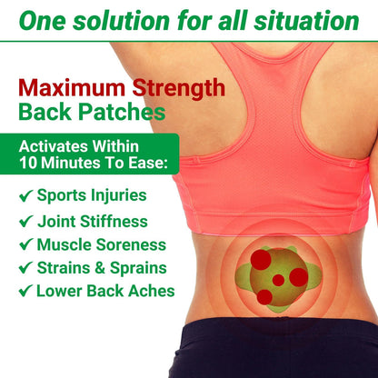 ishancare Back Pain Relief Patches, 24Pcs Natural Warming Herbal Plaster Heat Patches, 8 Hours Deep Heating Extra Strength Joint Pain Relieving Patch for Back, Neck, Knee, Shoulder