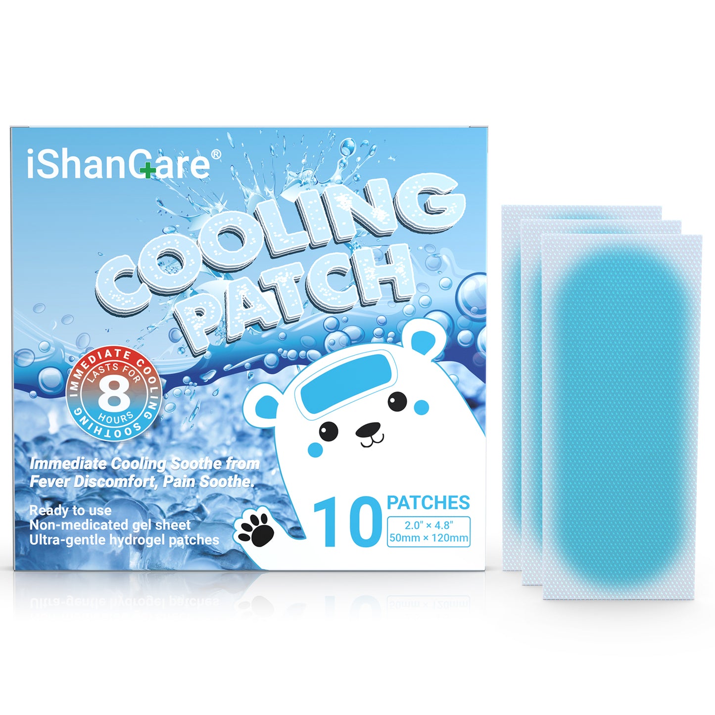 ishancare Fever Patches for Kids & Adults, 10 Sheets Individually Wrapped Cooling Patch for Fever Discomfort & Pain Soothe, Cooling Fever Reducer, Headache & Migraine Soothe