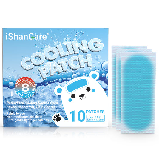 ishancare Fever Patches for Kids & Adults, 10 Sheets Individually Wrapped Cooling Patch for Fever Discomfort & Pain Soothe, Cooling Fever Reducer, Headache & Migraine Soothe
