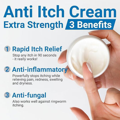 iShanCare® Anti-Juckreiz-Creme, maximale Stärke, sofortige Linderung von Juckreiz bei Hautausschlag, Ekzemen, Insekten-/Mückenstichen, Psoriasis, Poison Ivy, Dermatitis,beruhigende Feuchtigkeitscreme