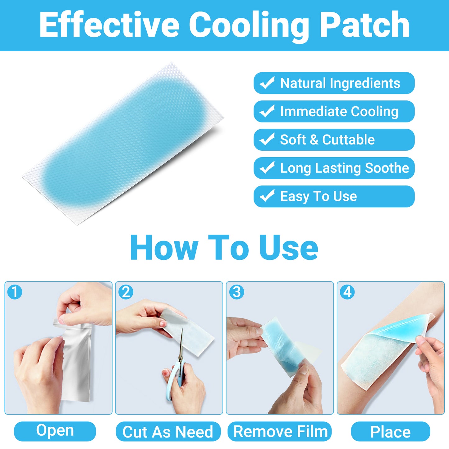 ishancare Fever Patches for Kids & Adults, 10 Sheets Individually Wrapped Cooling Patch for Fever Discomfort & Pain Soothe, Cooling Fever Reducer, Headache & Migraine Soothe