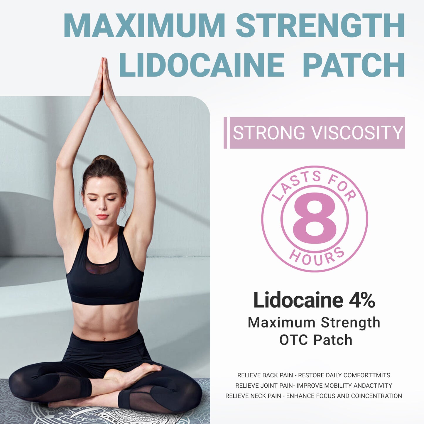 ishancare Lidocaine 4% + Menthol 1% Patches 14Count Fast Acting Maximum Strength Back Neck, Shoulders, Knees, Elbows Pain Relief - Temporary Nerve & Joint Pain Solution