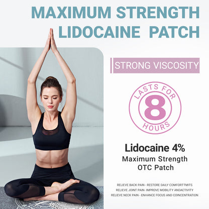 ishancare Lidocaine 4% + Menthol 1% Patches 14Count Fast Acting Maximum Strength Back Neck, Shoulders, Knees, Elbows Pain Relief - Temporary Nerve & Joint Pain Solution