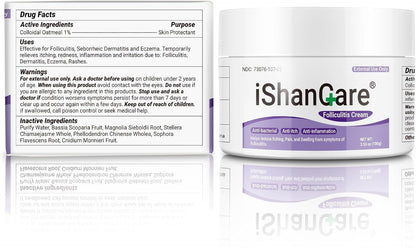 IShanCare Follikulitis-Behandlungscreme, natürlich, antibakteriell, gegen Juckreiz, Rötung, Entzündung, Schmerzen, Brennen, 100 g