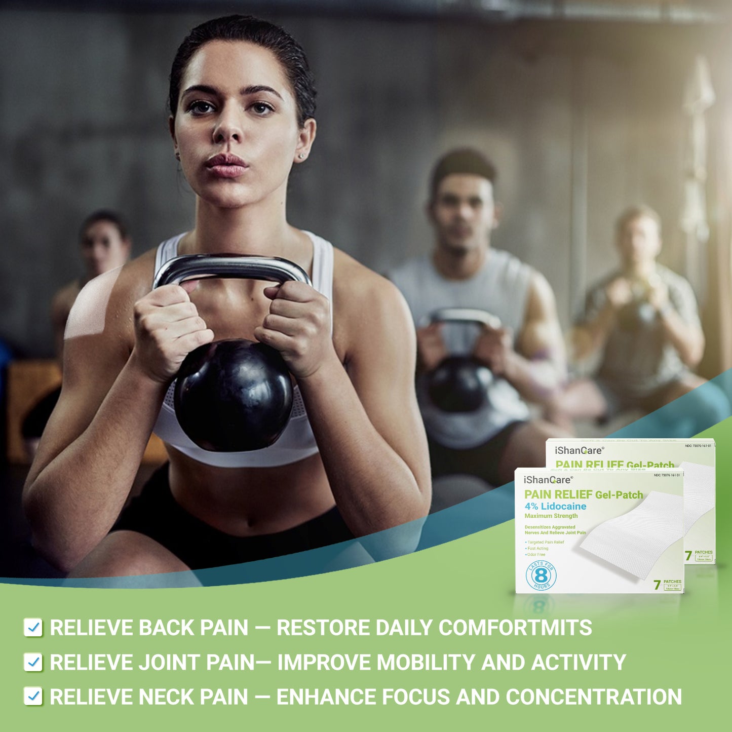 ishancare Lidocaine 4% Patches Pain Relief Maximum Strength Fast-Acting for Back Neck Shoulders, Knees, Elbows Topical Analgesic Unscented 14 Count