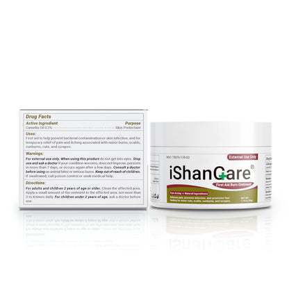 First Aid Burn Ointment with Camellia Oil, Fast-Acting Natural Relief for Burns, Sunburns, Cuts & Scrapes, Ensitive Skin Safe