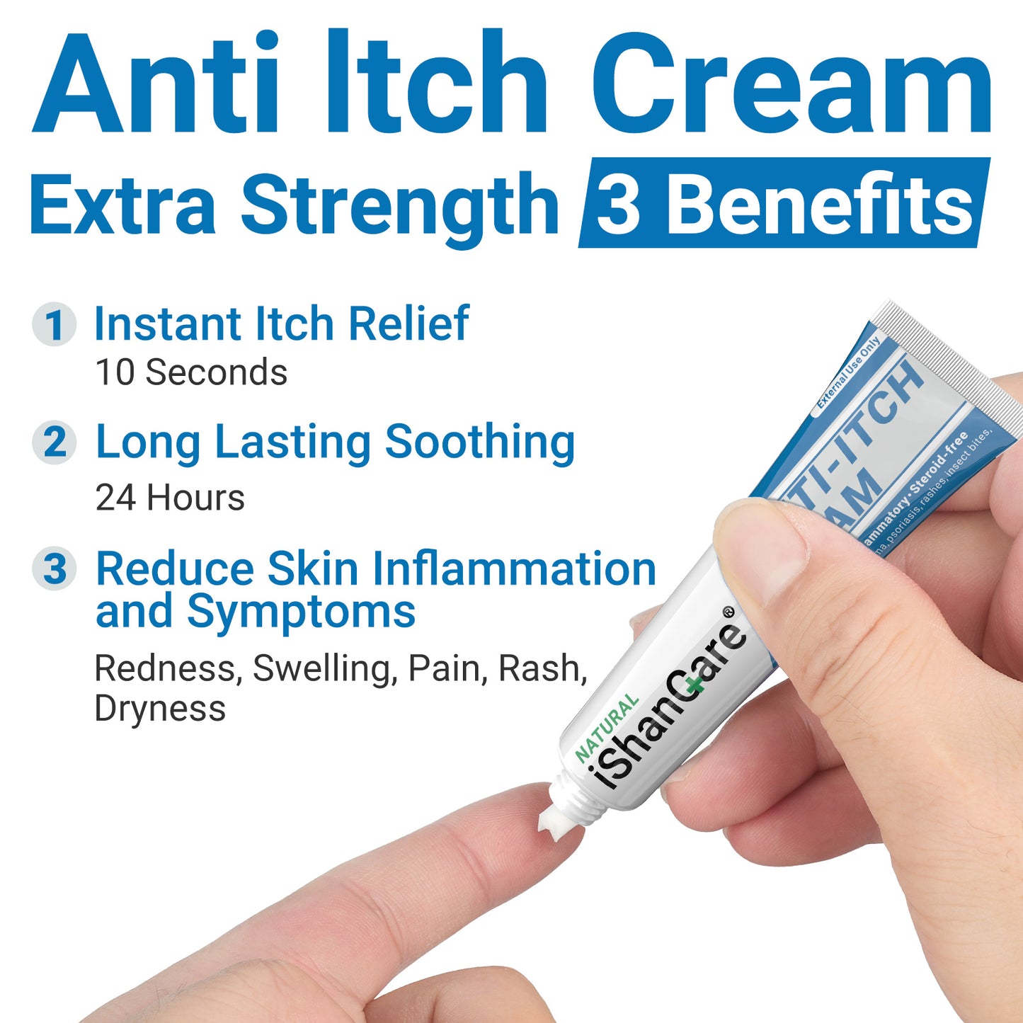 ishancare Anti Itch Cream Extra Strength, Outdoor Portable Itchy Skin Relief Cream for Bug & Mosquito Bites, Insect Bites, Poison Ivy and More Itches, Contains Skin Protecting Oatmeal 0.7oz