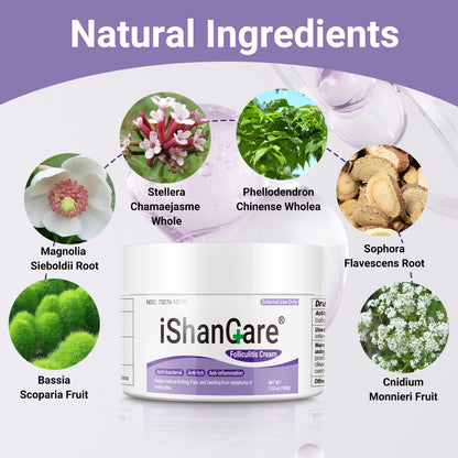 ishancare Folliculitis Treatment, Highly Effective Folliculitis Cream, Natural folliculitis for Itching, Redness, Inflammation, Ache, Burning, 3.53 Oz