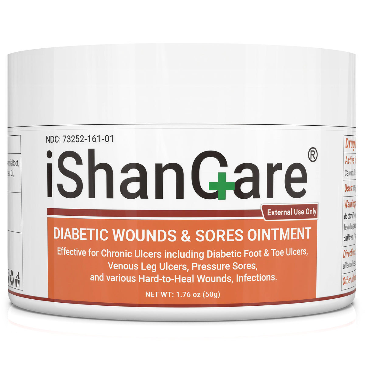 iShanCare® Diabetic Wound Ulcer Cream - First Aid Healing Ointment, Natural Protective Ointment for Leg & Foot Ulcers, Venous Ulcers, Bed Sores, Pressure Sores and Septic Wounds