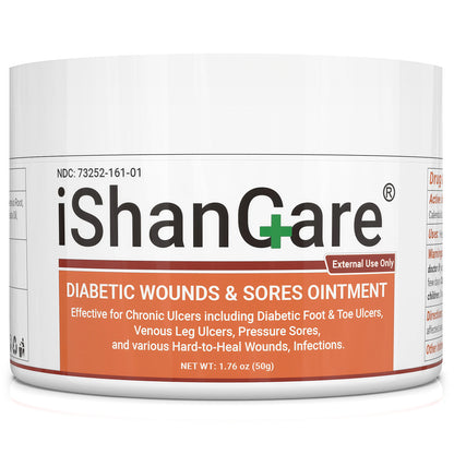 iShanCare® Diabetic Wound Ulcer Cream - First Aid Healing Ointment, Natural Protective Ointment for Leg & Foot Ulcers, Venous Ulcers, Bed Sores, Pressure Sores and Septic Wounds