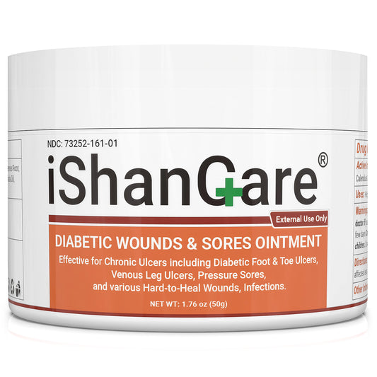 iShanCare® Diabetiker-Wundgeschwür-Creme - Erste-Hilfe-Heilsalbe, natürliche Schutzsalbe für Bein- und Fußgeschwüre, venöse Geschwüre, Wundliegen, Druckgeschwüre und septische Wunden
