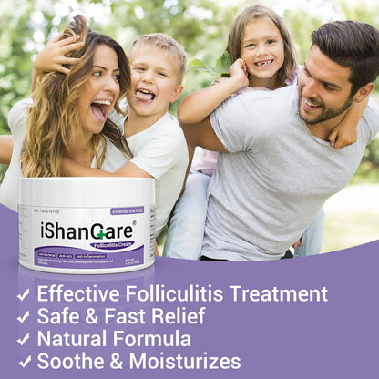 IShanCare Follikulitis-Behandlungscreme, natürlich, antibakteriell, gegen Juckreiz, Rötung, Entzündung, Schmerzen, Brennen, 100 g