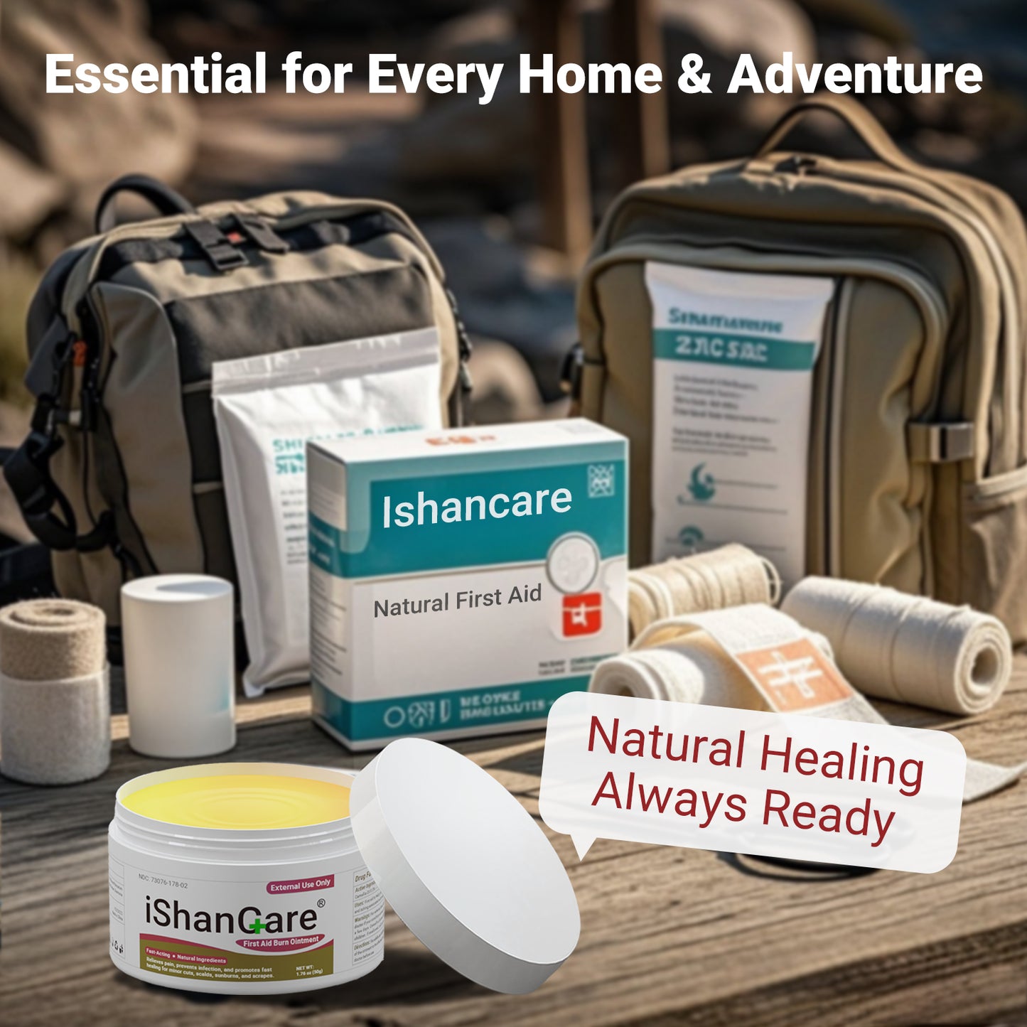 First Aid Burn Ointment with Camellia Oil, Fast-Acting Natural Relief for Burns, Sunburns, Cuts & Scrapes, Ensitive Skin Safe