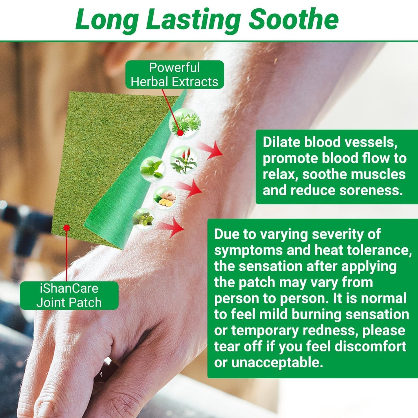 ishancare Pain Relief Patches, 24Pcs Natural Warming Herbal Plaster Heat Patches, 8 Hours Deep Heating Extra Strength Joint Pain Relieving Patch for Joint, Knee, Back, Neck, Shoulder