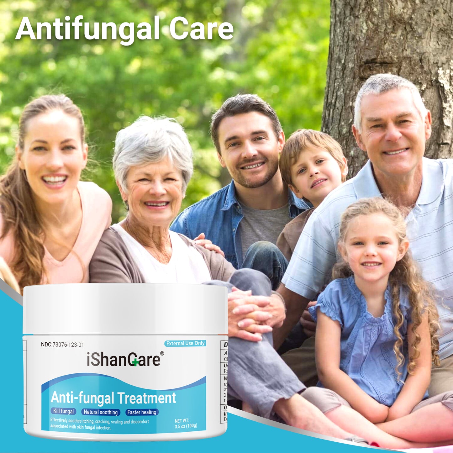 ishancare Antifungal Cream, All Natural Herbal Anti Fungal Skin Cream for Athlete's Foot, Jock Itch, Ringworm, Tinea Versicolor, Fungal Infection, 3.53 OZ