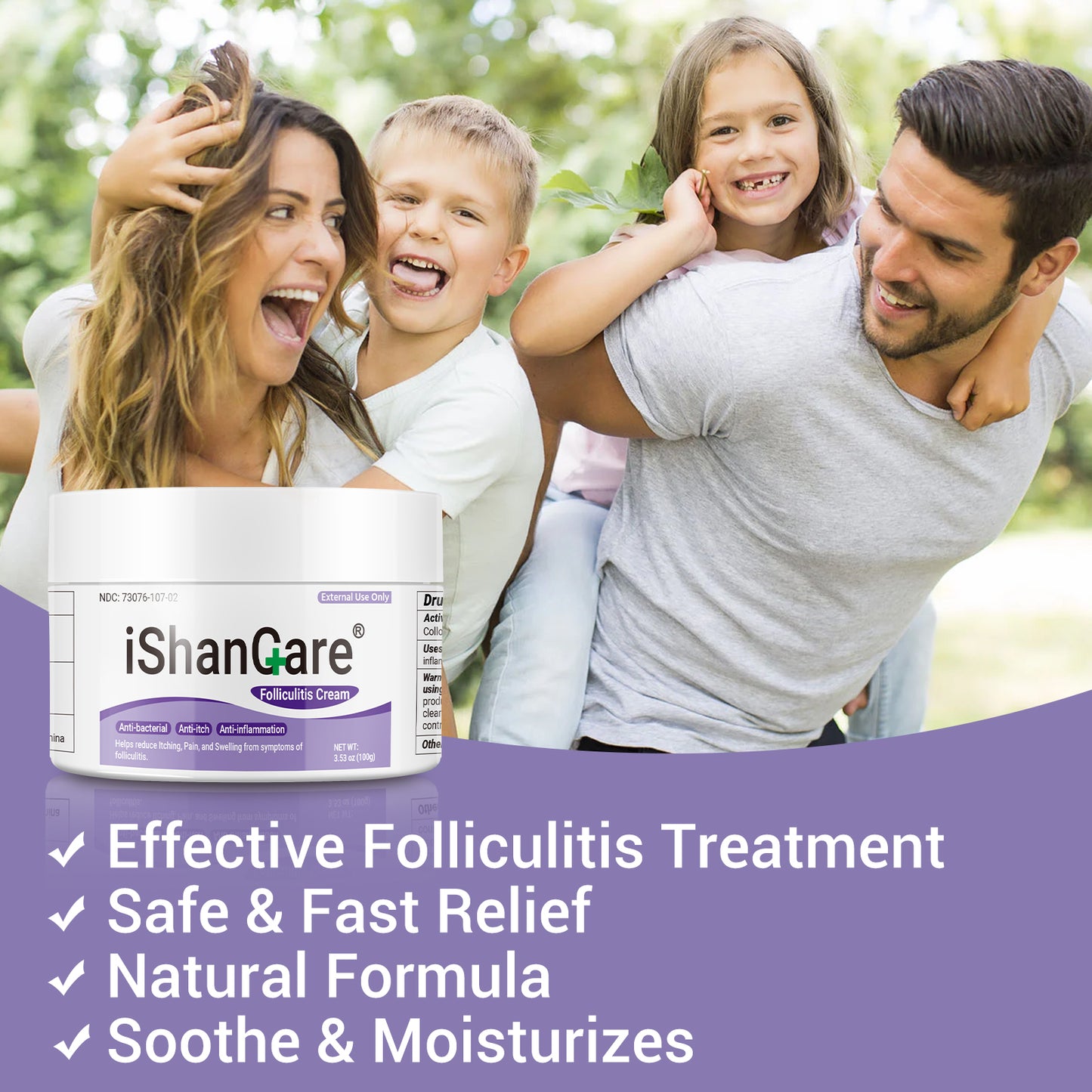 ishancare Folliculitis Treatment, Highly Effective Folliculitis Cream, Natural folliculitis for Itching, Redness, Inflammation, Ache, Burning, 3.53 Oz