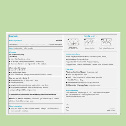 ishancare Lidocaine 4% Patches Pain Relief Maximum Strength Fast-Acting for Back Neck Shoulders, Knees, Elbows Topical Analgesic Unscented 14 Count