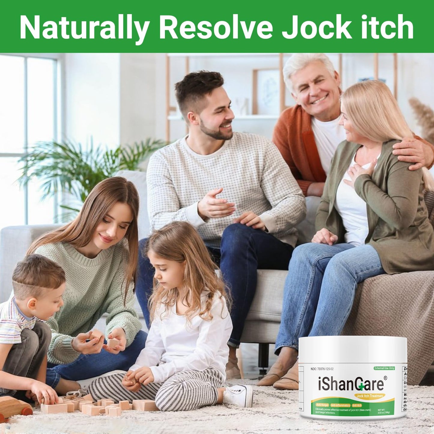 Jock Itch Care Antifungal Cream, Professional Treatment for Tinea Cruris & Tinea Corporis, Naturally Soothes Multiple Symptoms, 3.53 Ounce