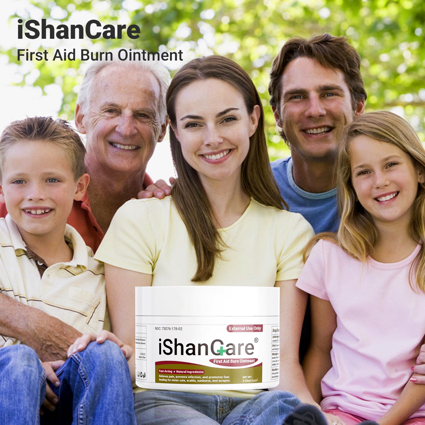 First Aid Burn Ointment with Camellia Oil, Fast-Acting Natural Relief for Burns, Sunburns, Cuts & Scrapes, Ensitive Skin Safe