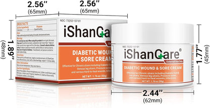 iShanCare® Diabetiker-Wundgeschwür-Creme - Erste-Hilfe-Heilsalbe, natürliche Schutzsalbe für Bein- und Fußgeschwüre, venöse Geschwüre, Wundliegen, Druckgeschwüre und septische Wunden