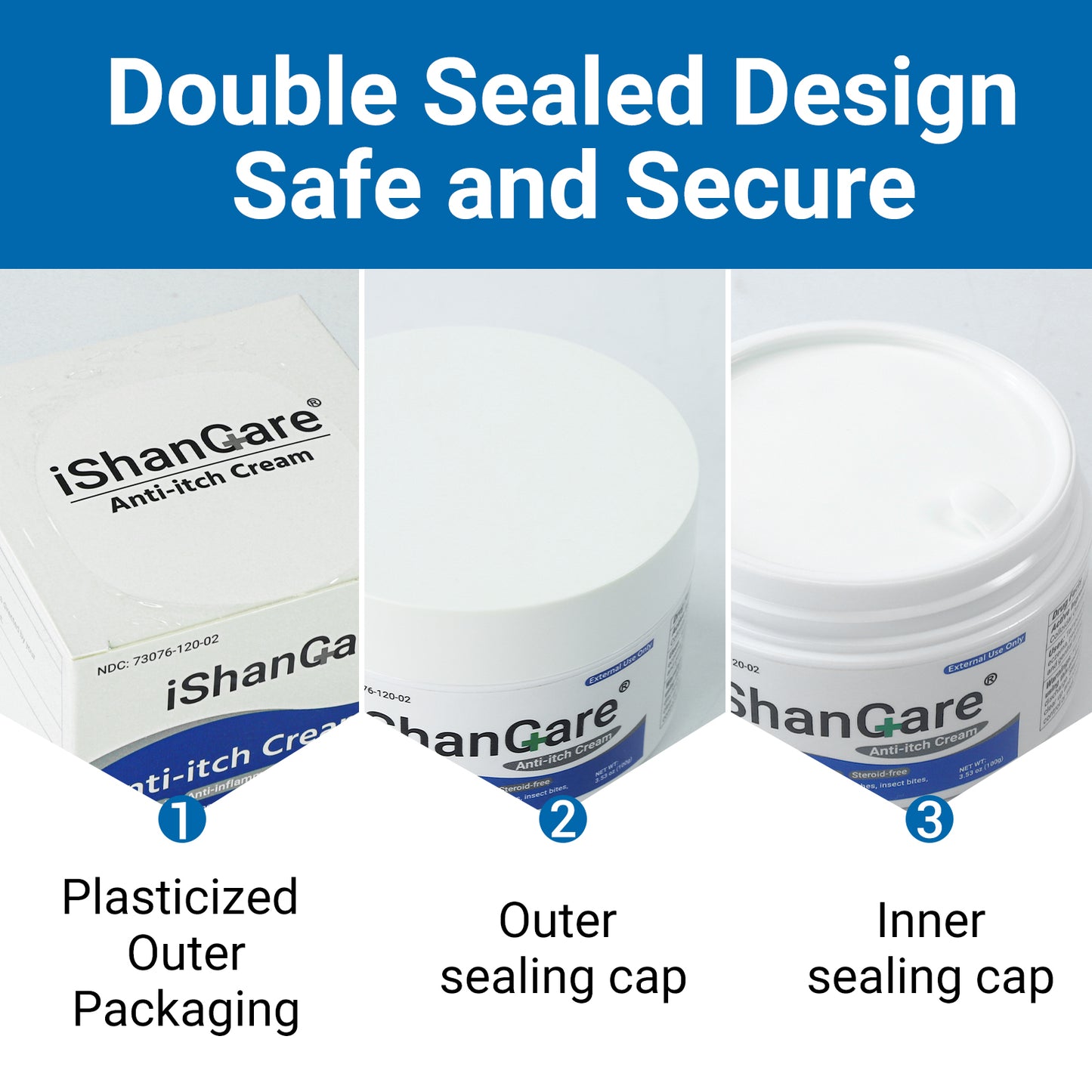 ishancare Anti Itch Cream Extra Strength, Oatmeal Soothing Skin Itch Relief Ointment for Rash, Dermatitis, Eczema, Psoriasis, Hives, Sun, Bites, Poison Ivy, Large Can 3.5 oz