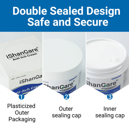 ishancare Anti Itch Cream Extra Strength, Oatmeal Soothing Skin Itch Relief Ointment for Rash, Dermatitis, Eczema, Psoriasis, Hives, Sun, Bites, Poison Ivy, Large Can 3.5 oz