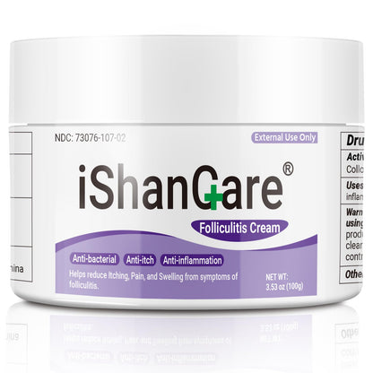 iShanCare Folliculitis Treatment, Highly Effective Folliculitis Cream, Natural Antibacterial Folliculitis for Itching, Redness, Inflammation, Pain, Burning, 353 Oz