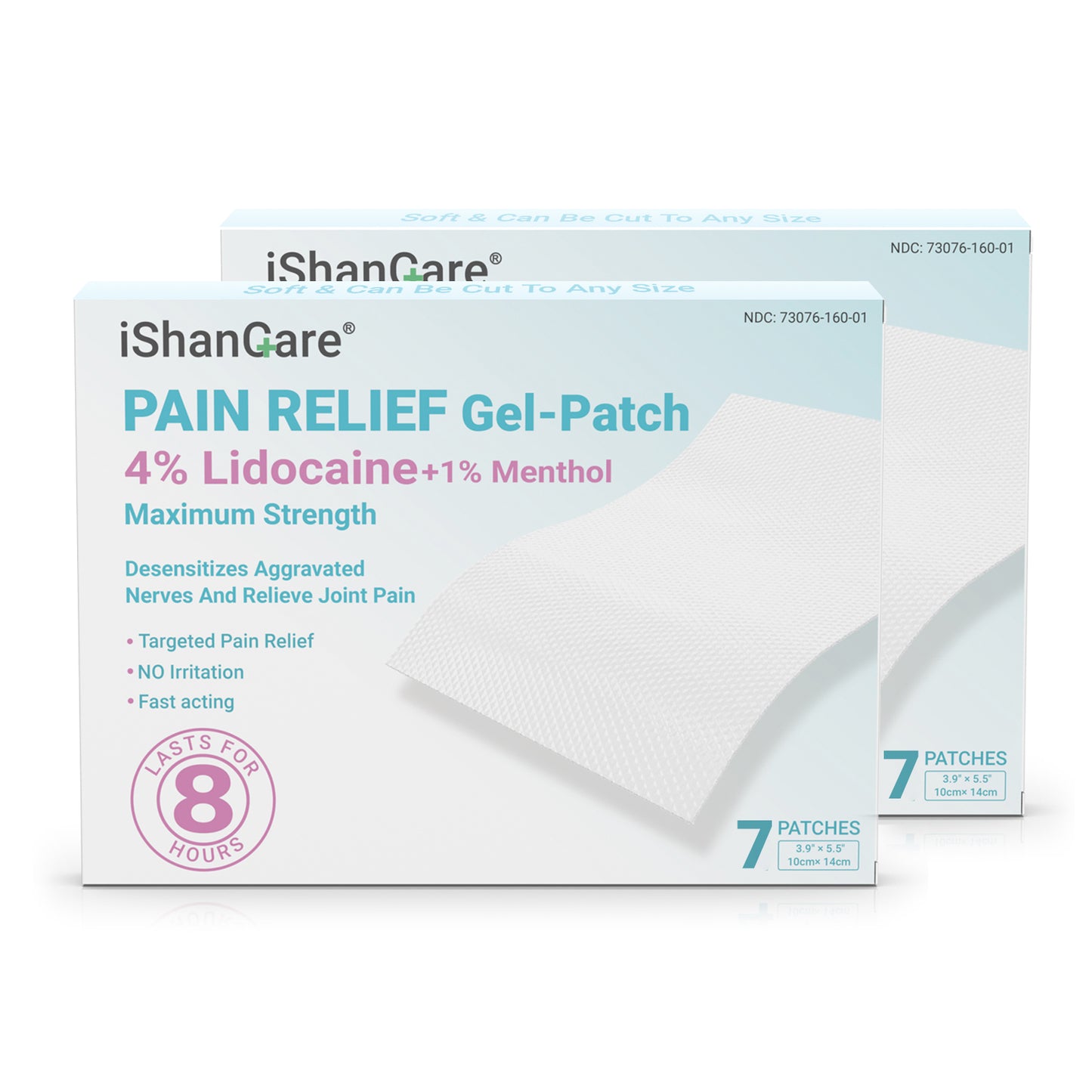 ishancare Lidocaine 4% + Menthol 1% Patches 14Count Fast Acting Maximum Strength Back Neck, Shoulders, Knees, Elbows Pain Relief - Temporary Nerve & Joint Pain Solution