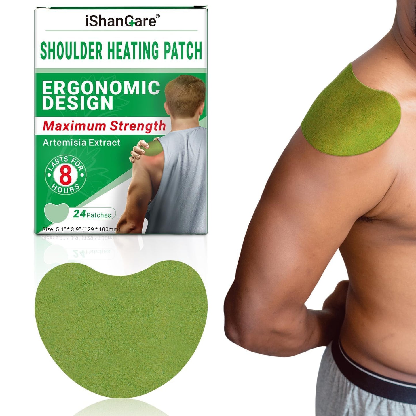 ishancare Shoulder Patches - 24 Count Warming Herbal Plaster Maximum Strength Heat Patches, 8 Hours Deep Heating Extra Strength Joint Patch of Shoulder, Knee, Back, Neck