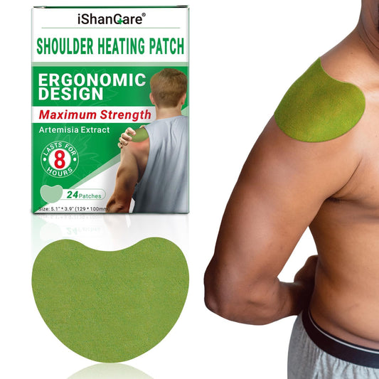 ishancare Shoulder Patches - 24 Count Warming Herbal Plaster Maximum Strength Heat Patches, 8 Hours Deep Heating Extra Strength Joint Patch of Shoulder, Knee, Back, Neck
