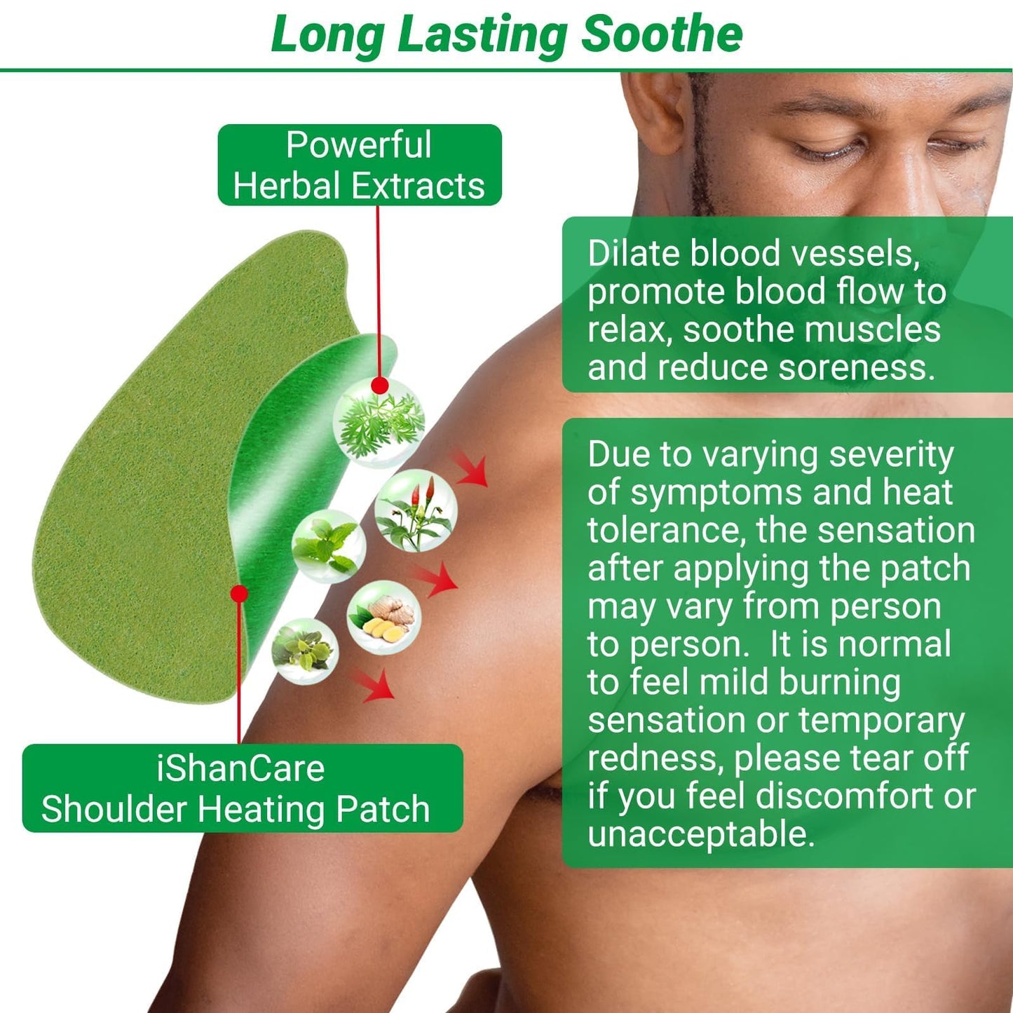 ishancare Shoulder Patches - 24 Count Warming Herbal Plaster Maximum Strength Heat Patches, 8 Hours Deep Heating Extra Strength Joint Patch of Shoulder, Knee, Back, Neck