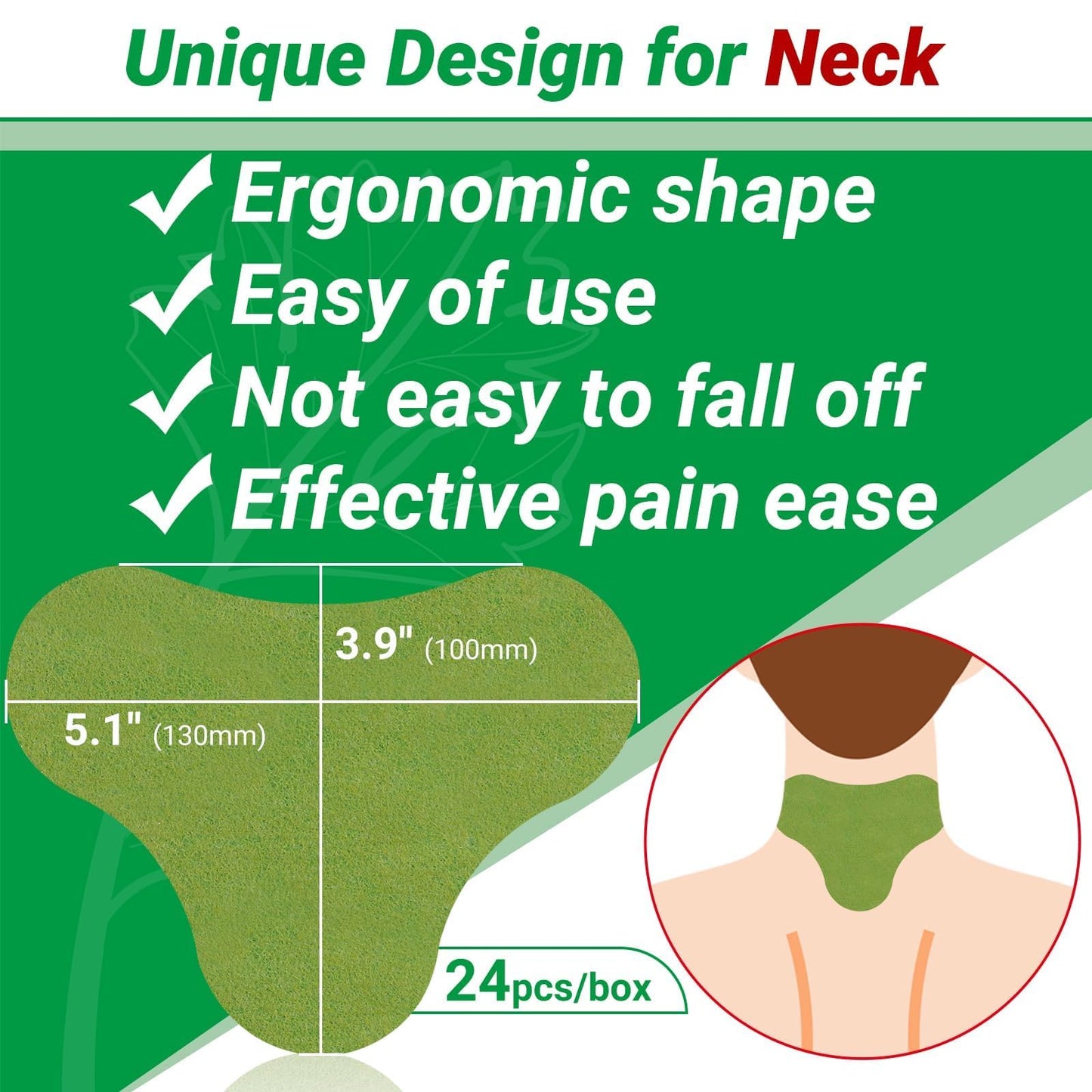 ishancare Neck Pain Relief Patches, 24Pcs Natural Warming Herbal Plaster Heat Patches, 8 Hours Deep Heating Extra Strength Joint Pain Relieving Patch for Neck, Knee, Back, Shoulder