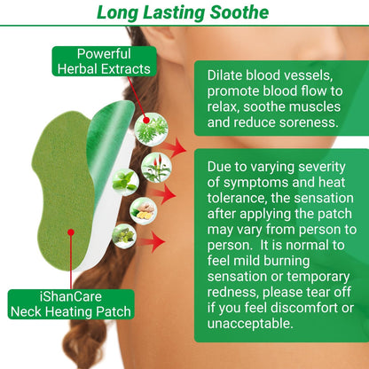 ishancare Neck Pain Relief Patches, 24Pcs Natural Warming Herbal Plaster Heat Patches, 8 Hours Deep Heating Extra Strength Joint Pain Relieving Patch for Neck, Knee, Back, Shoulder