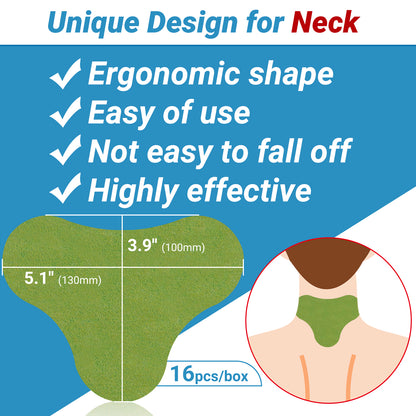 iShanCare Pflaster zur Linderung von Nackenschmerzen, 16 Stück einzeln verpackt, natürliches Kräuter-Wärmepflaster, 8 Stunden tiefe Wärmelinderung für Nacken, Rücken, Knie, Schulter