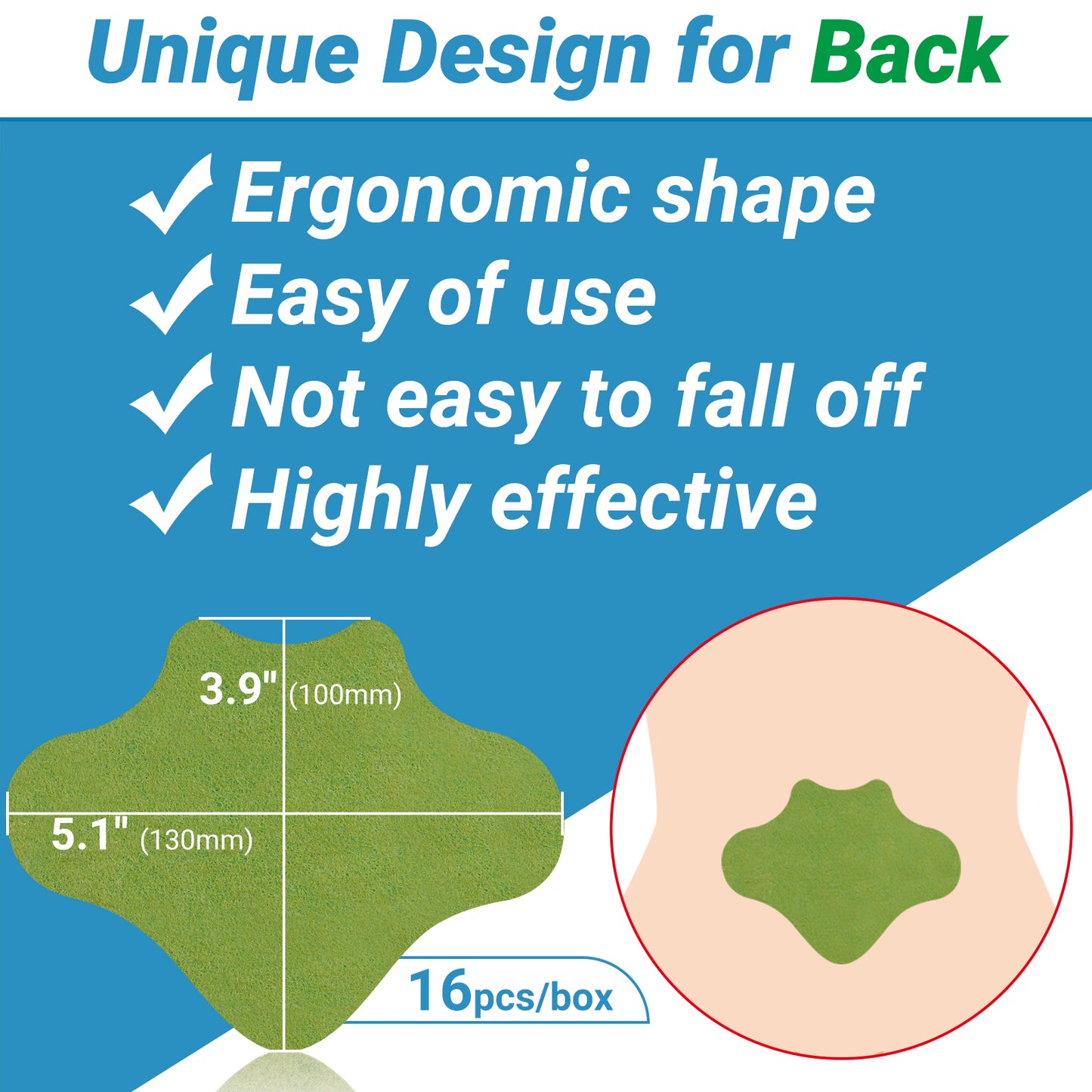 iShanCare Pflaster zur Linderung von Rückenschmerzen, 16 Stück, einzeln verpackt, natürliches Kräuter-Wärmepflaster, 8 Stunden tiefe Wärmelinderung für Rücken, Nacken, Knie, Schulter