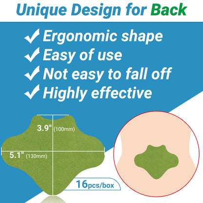 iShanCare Pflaster zur Linderung von Rückenschmerzen, 16 Stück, einzeln verpackt, natürliches Kräuter-Wärmepflaster, 8 Stunden tiefe Wärmelinderung für Rücken, Nacken, Knie, Schulter