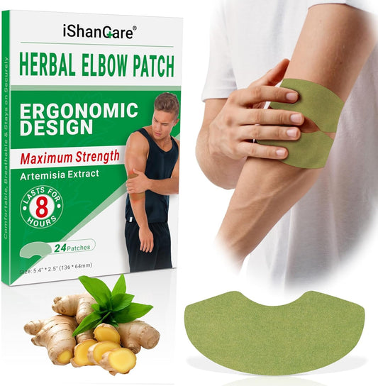 ishancare Elbow Pain Patches, 24 Count Extra Strength Heat Patches, 8 Hour Long Lasting Deep Hot Soothing of Joint Soreness for Knee, Elbow, Back, Neck, Shoulder with Natural Warming Herbal Plaster