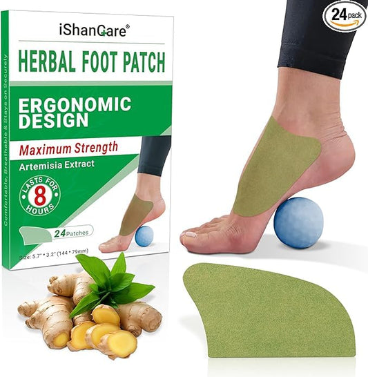 ishancare Foot Pain Patches, 24 Count Long Lasting Heat Patches, 8 Hour Maximum Strength Deep Hot Soothing of Joint Soreness for Knee, Foot, Back, Neck, Shoulder with Natural Warming Herbal Plaster