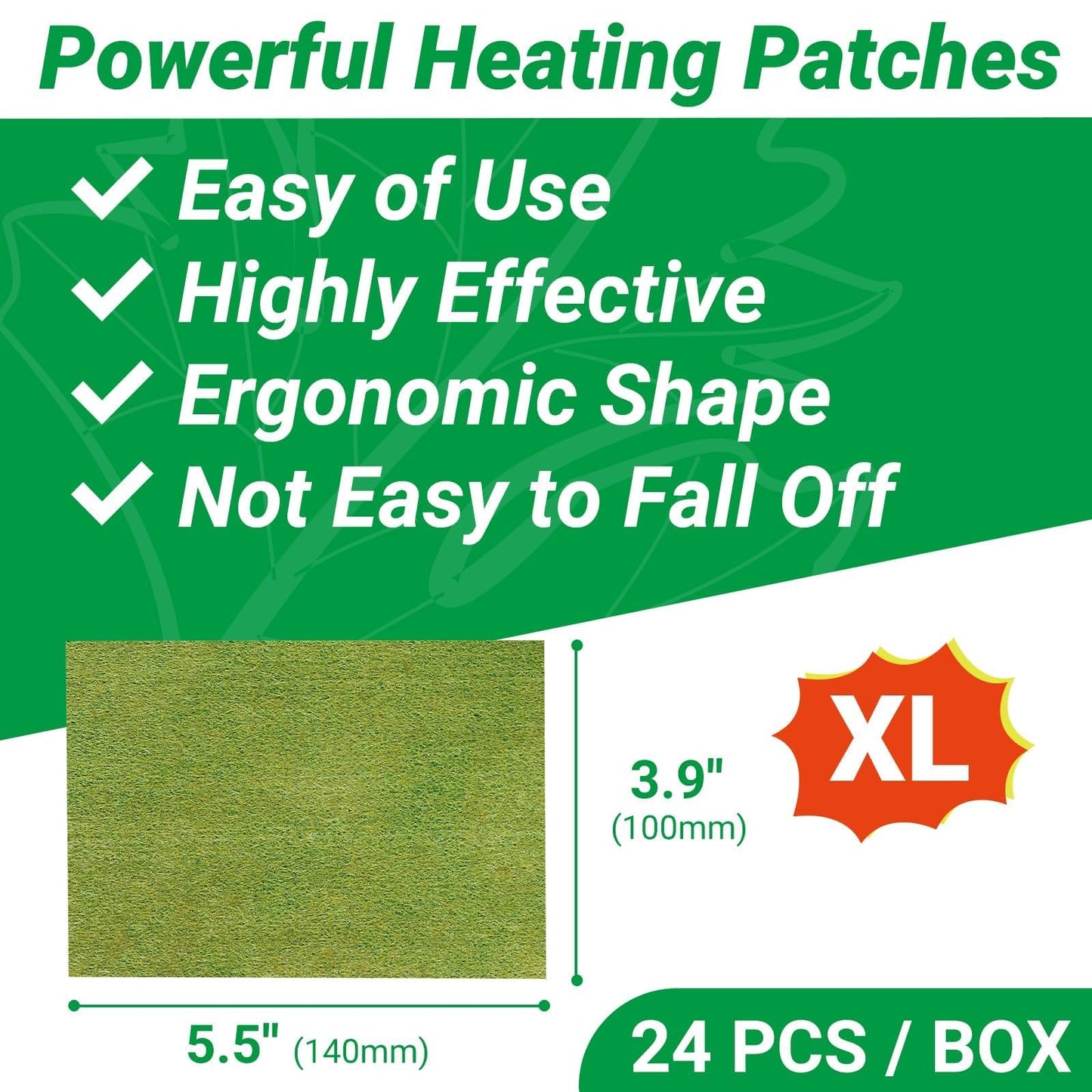 ishancare Pain Patches, 24 Count Extra Large Fast Acting Heat Patches, 8 Hour Long Lasting Deep Soothing for Joint Soreness, Back, Knee, Neck, Shoulder with Natural Warming Herbal Plaster